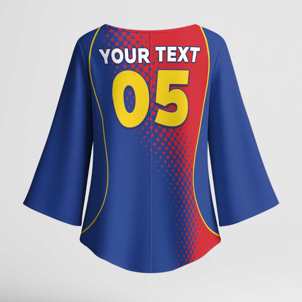 Custom Cape Verde Football Kimono Sleeve Blouse Blue Sharks Make History - Wonder Print Shop