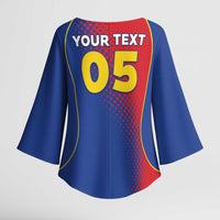 Custom Cape Verde Football Kimono Sleeve Blouse Blue Sharks Make History - Wonder Print Shop