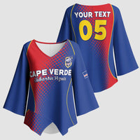 Custom Cape Verde Football Kimono Sleeve Blouse Blue Sharks Make History - Wonder Print Shop