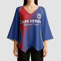 Custom Cape Verde Football Kimono Sleeve Blouse Blue Sharks Make History - Wonder Print Shop