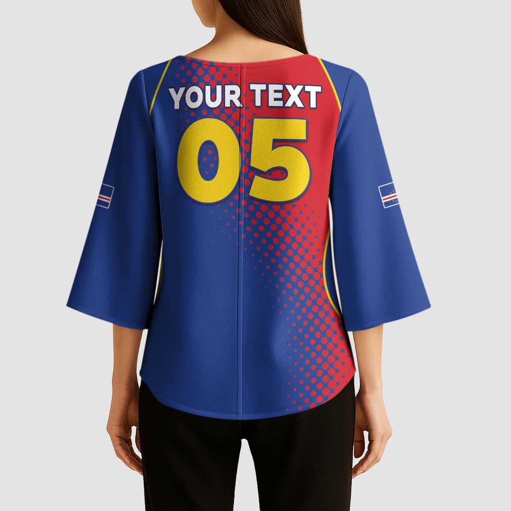 Custom Cape Verde Football Kimono Sleeve Blouse Blue Sharks Make History - Wonder Print Shop