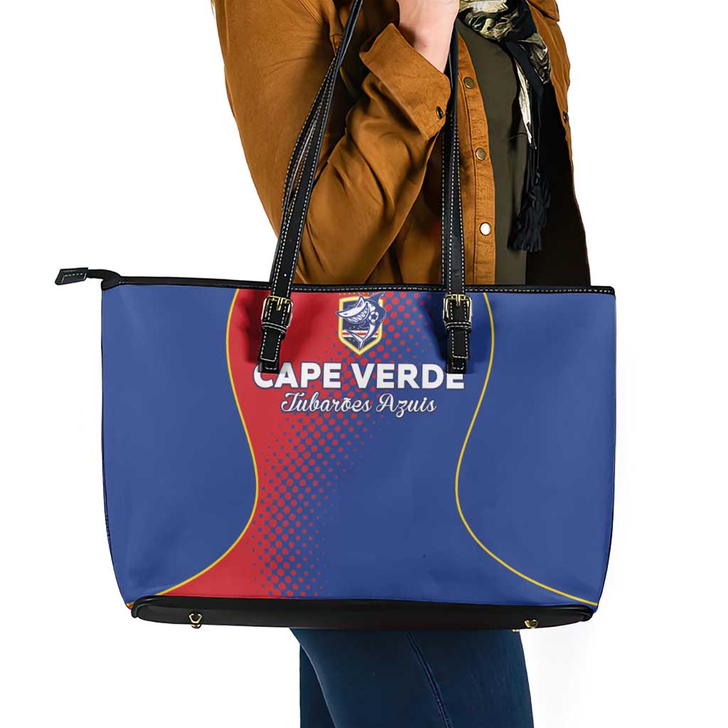 Cape Verde Football Leather Tote Bag Blue Sharks Make History - Wonder Print Shop