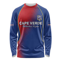 Custom Cape Verde Football Long Sleeve Shirt Blue Sharks Make History - Wonder Print Shop