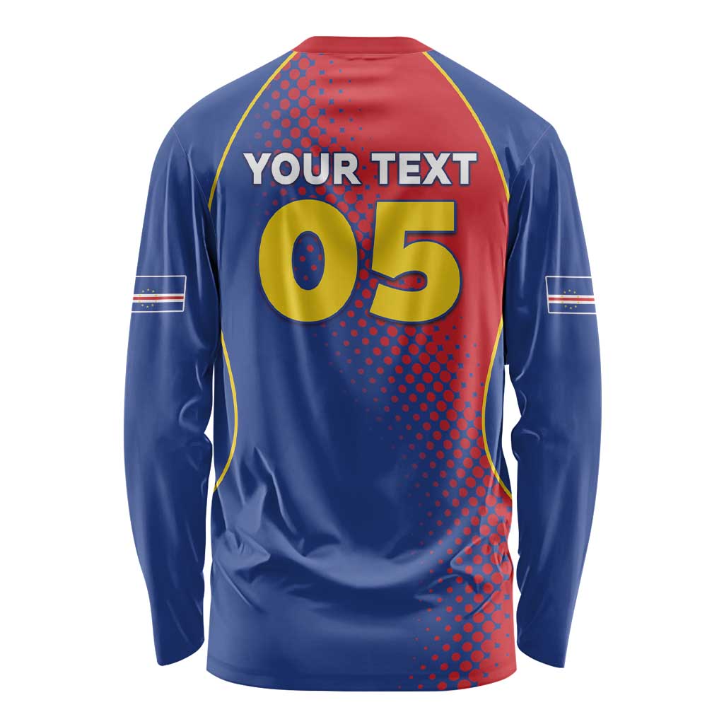 Custom Cape Verde Football Long Sleeve Shirt Blue Sharks Make History - Wonder Print Shop