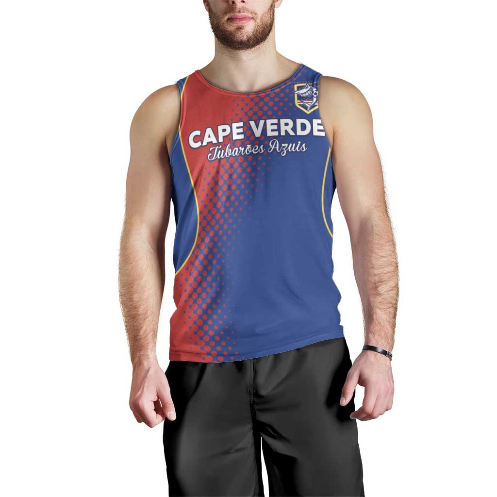 Custom Cape Verde Football Men Tank Top Blue Sharks Make History - Wonder Print Shop