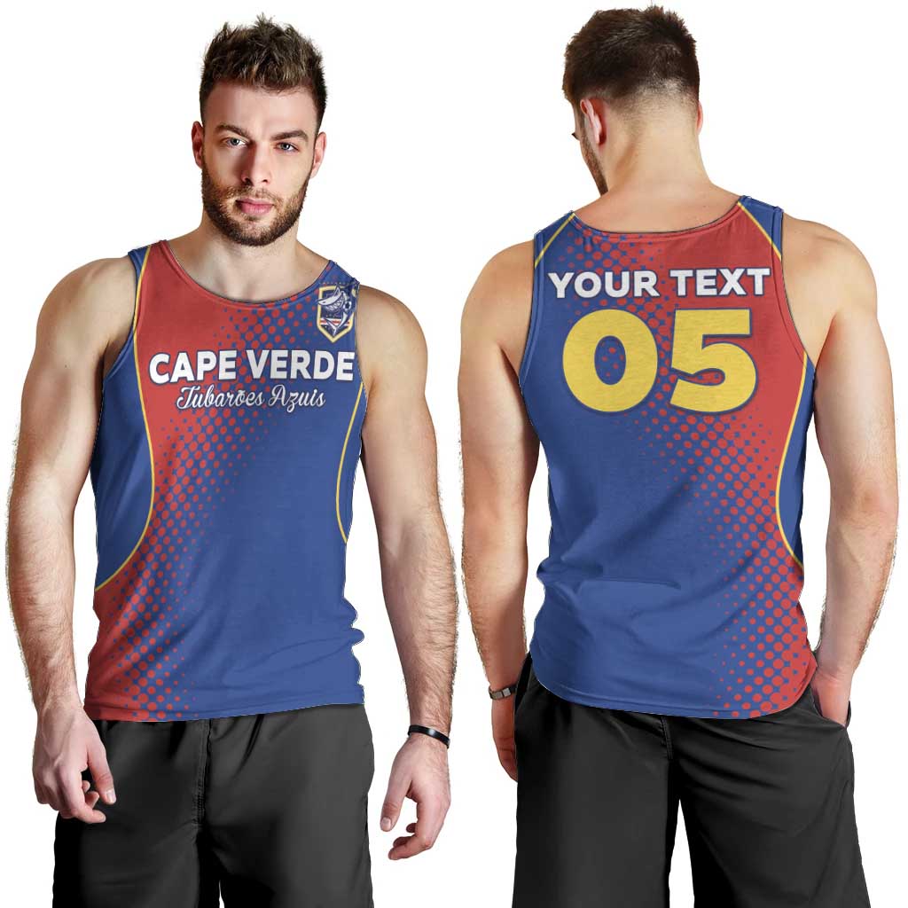 Custom Cape Verde Football Men Tank Top Blue Sharks Make History - Wonder Print Shop
