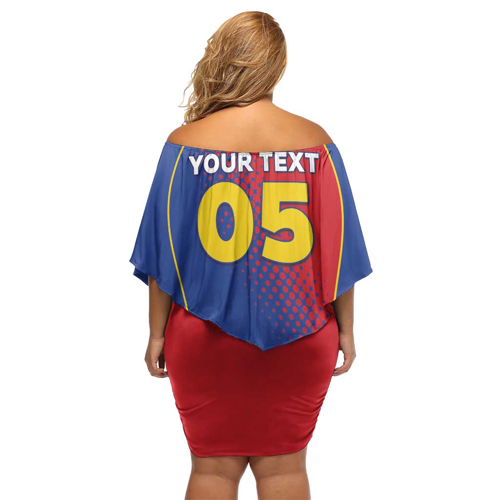 Custom Cape Verde Football Off Shoulder Short Dress Blue Sharks Make History - Wonder Print Shop