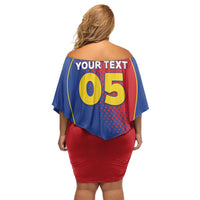 Custom Cape Verde Football Off Shoulder Short Dress Blue Sharks Make History - Wonder Print Shop