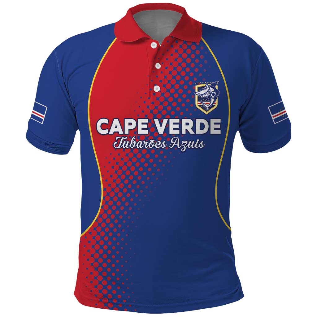 Custom Cape Verde Football Polo Shirt Blue Sharks Make History - Wonder Print Shop