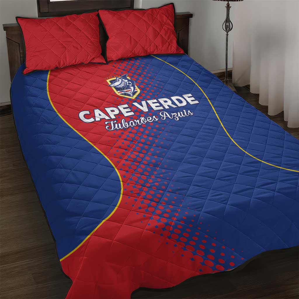 Cape Verde Football Quilt Bed Set Blue Sharks Make History - Wonder Print Shop