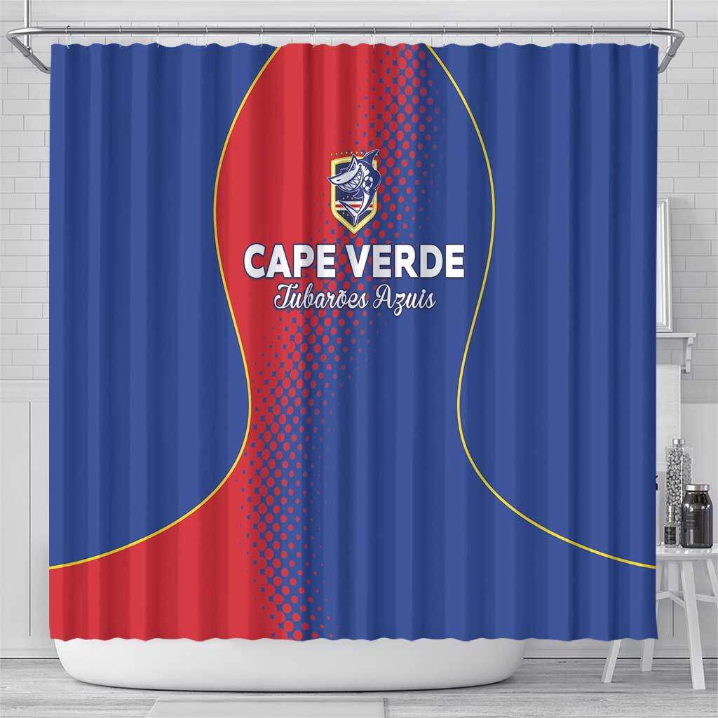 Cape Verde Football Shower Curtain Blue Sharks Make History - Wonder Print Shop