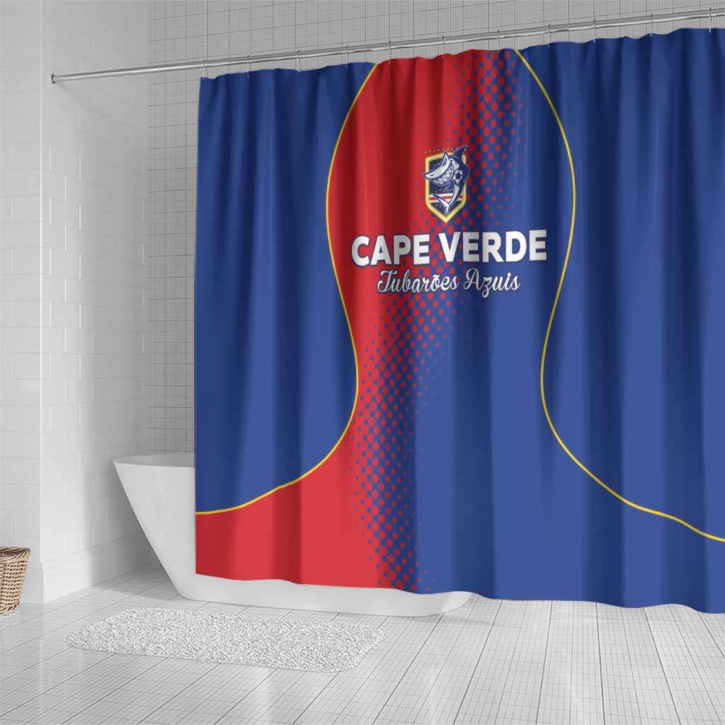 Cape Verde Football Shower Curtain Blue Sharks Make History - Wonder Print Shop