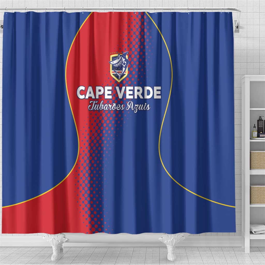Cape Verde Football Shower Curtain Blue Sharks Make History - Wonder Print Shop