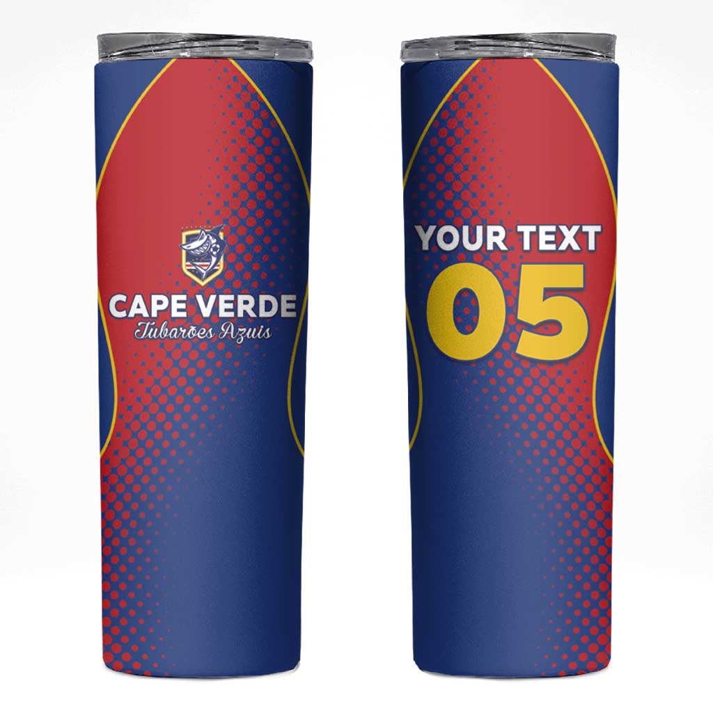 Custom Cape Verde Football Skinny Tumbler Blue Sharks Make History - Wonder Print Shop