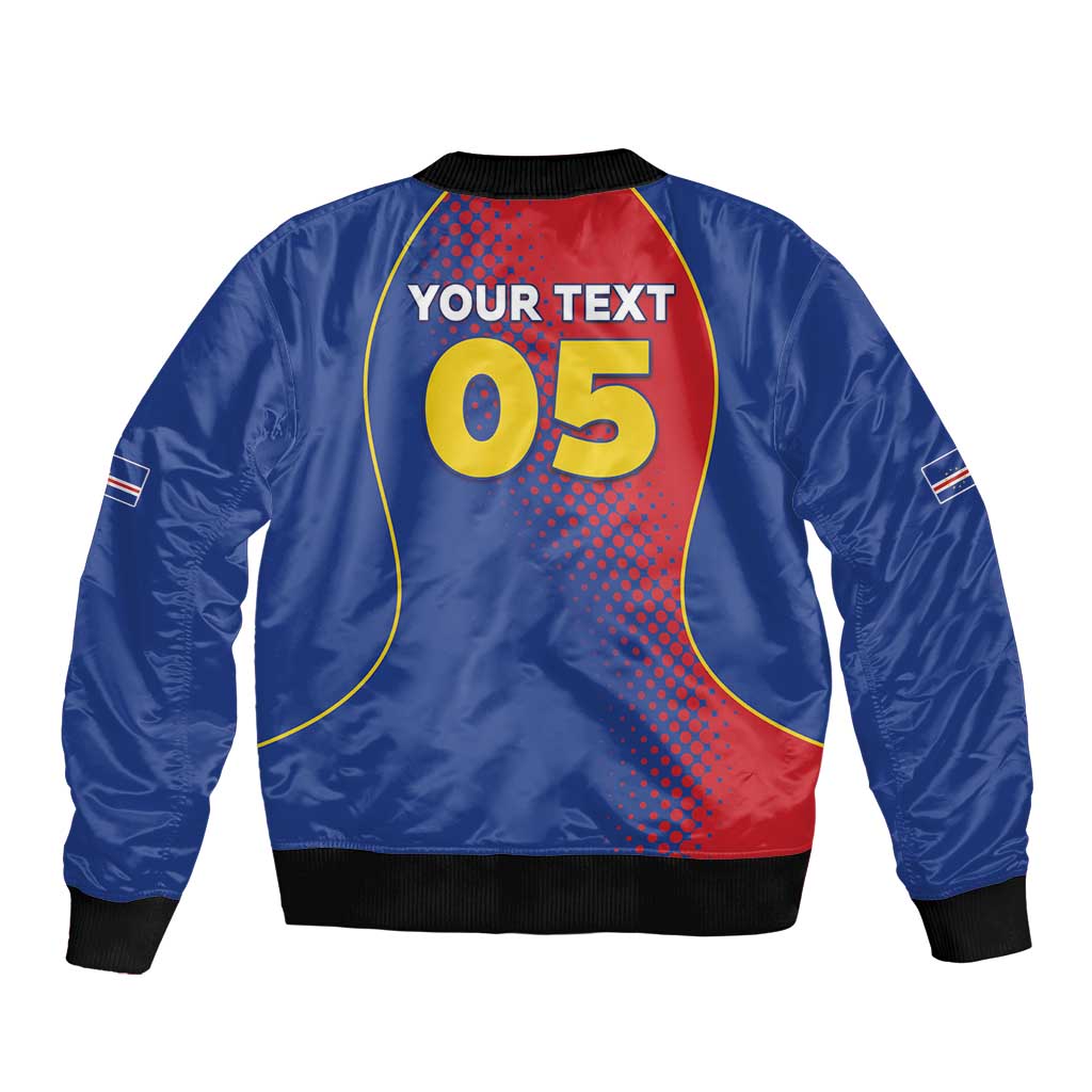 Custom Cape Verde Football Sleeve Zip Bomber Jacket Blue Sharks Make History - Wonder Print Shop