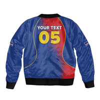 Custom Cape Verde Football Sleeve Zip Bomber Jacket Blue Sharks Make History - Wonder Print Shop