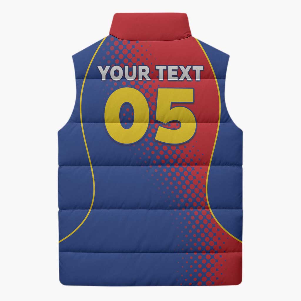 Custom Cape Verde Football Sleeveless Puffer Jacket Blue Sharks Make History - Wonder Print Shop