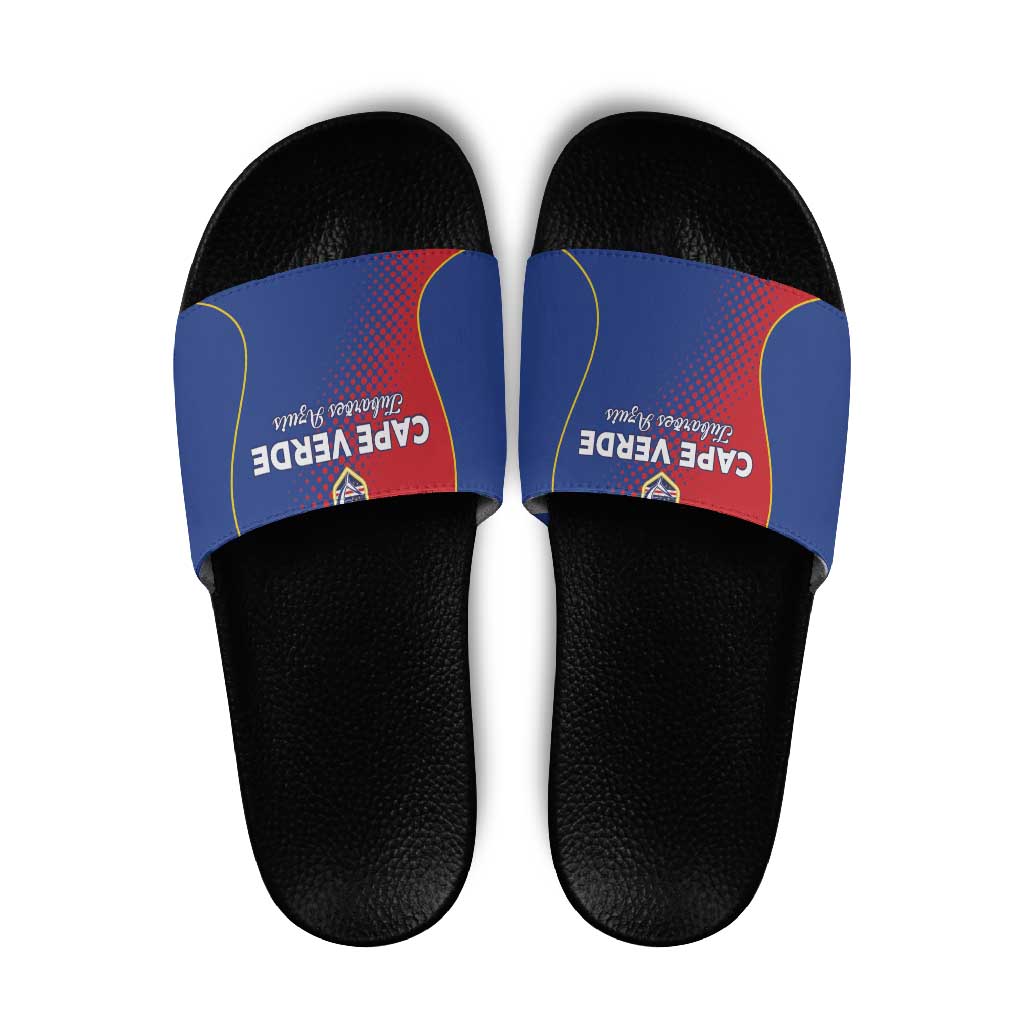 Cape Verde Football Slide Sandals Blue Sharks Make History - Wonder Print Shop
