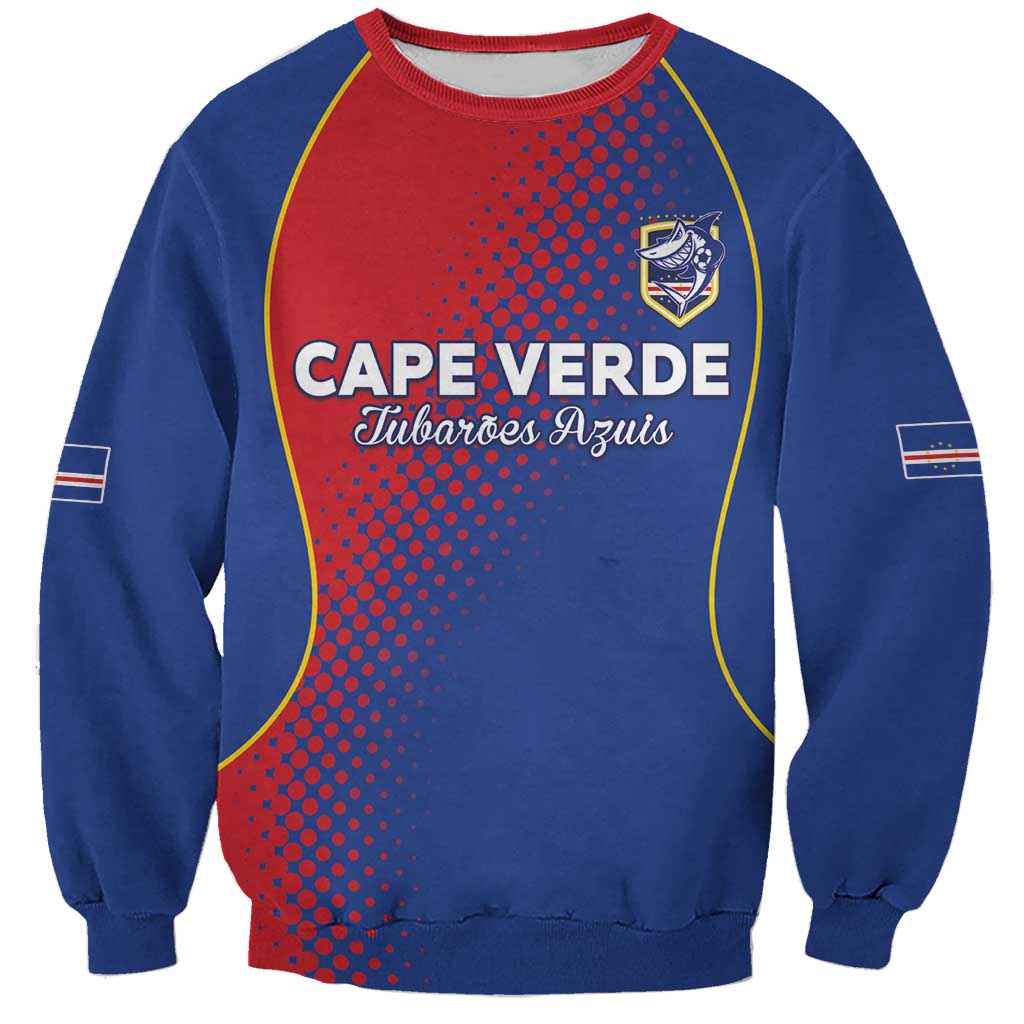 Custom Cape Verde Football Sweatshirt Blue Sharks Make History - Wonder Print Shop
