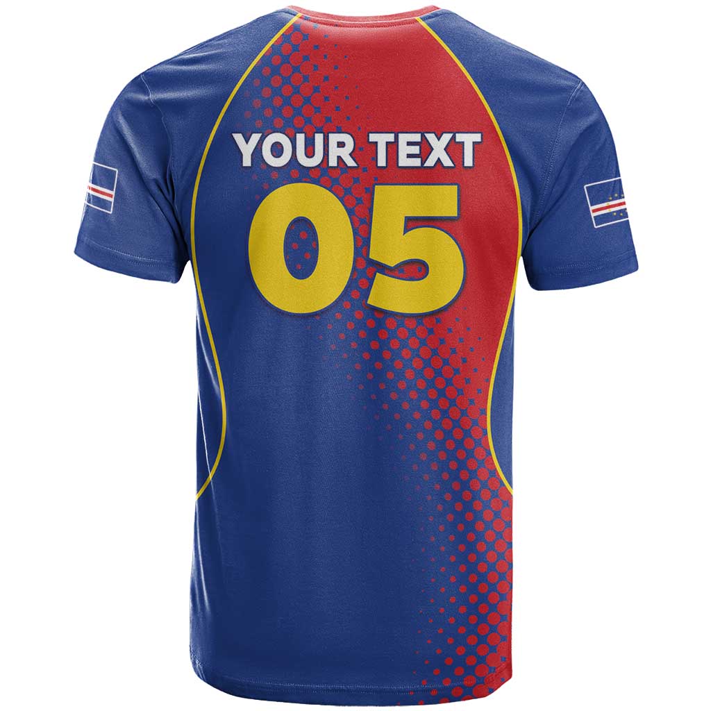 Custom Cape Verde Football T Shirt Blue Sharks Make History - Wonder Print Shop