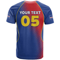 Custom Cape Verde Football T Shirt Blue Sharks Make History - Wonder Print Shop