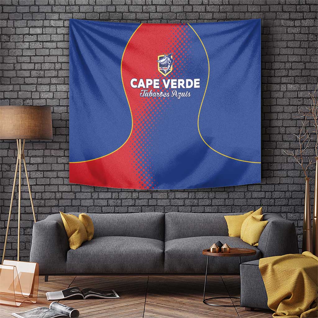 Cape Verde Football Tapestry Blue Sharks Make History - Wonder Print Shop