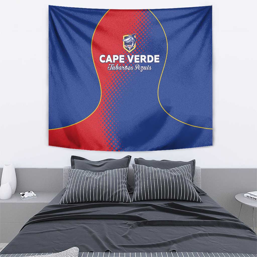 Cape Verde Football Tapestry Blue Sharks Make History - Wonder Print Shop