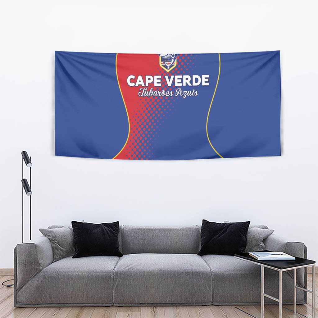 Cape Verde Football Tapestry Blue Sharks Make History - Wonder Print Shop