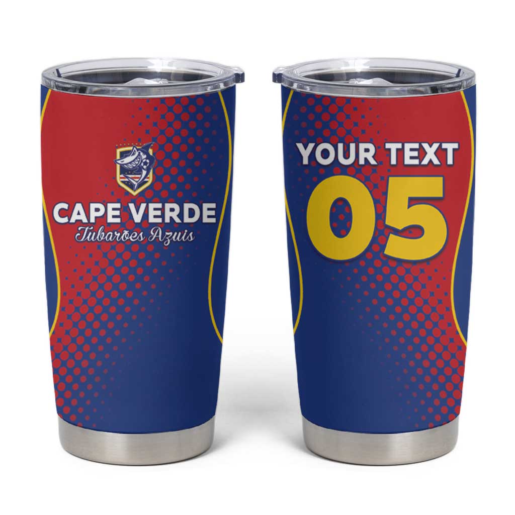 Custom Cape Verde Football Tumbler Cup Blue Sharks Make History - Wonder Print Shop