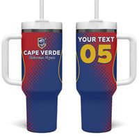 Custom Cape Verde Football Tumbler With Handle Blue Sharks Make History - Wonder Print Shop