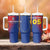 Custom Cape Verde Football Tumbler With Handle Blue Sharks Make History - Wonder Print Shop