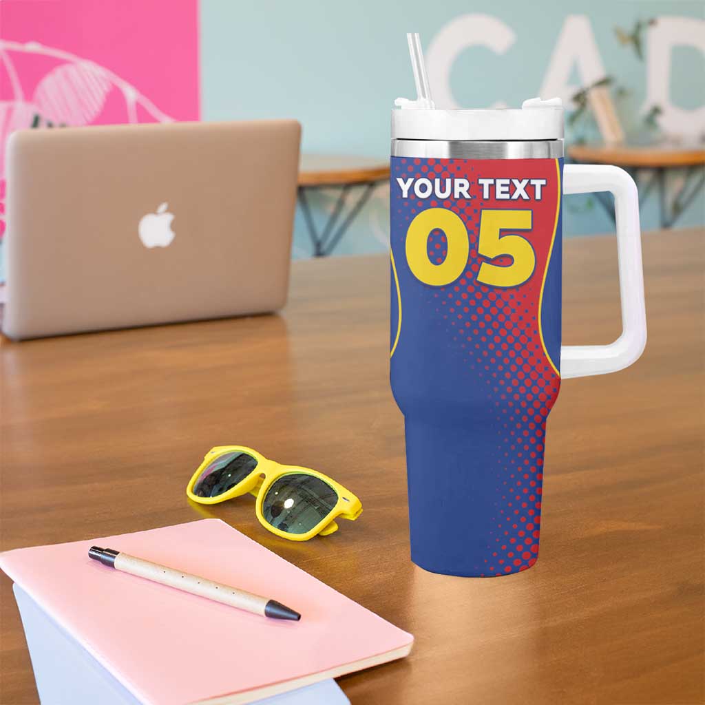 Custom Cape Verde Football Tumbler With Handle Blue Sharks Make History - Wonder Print Shop