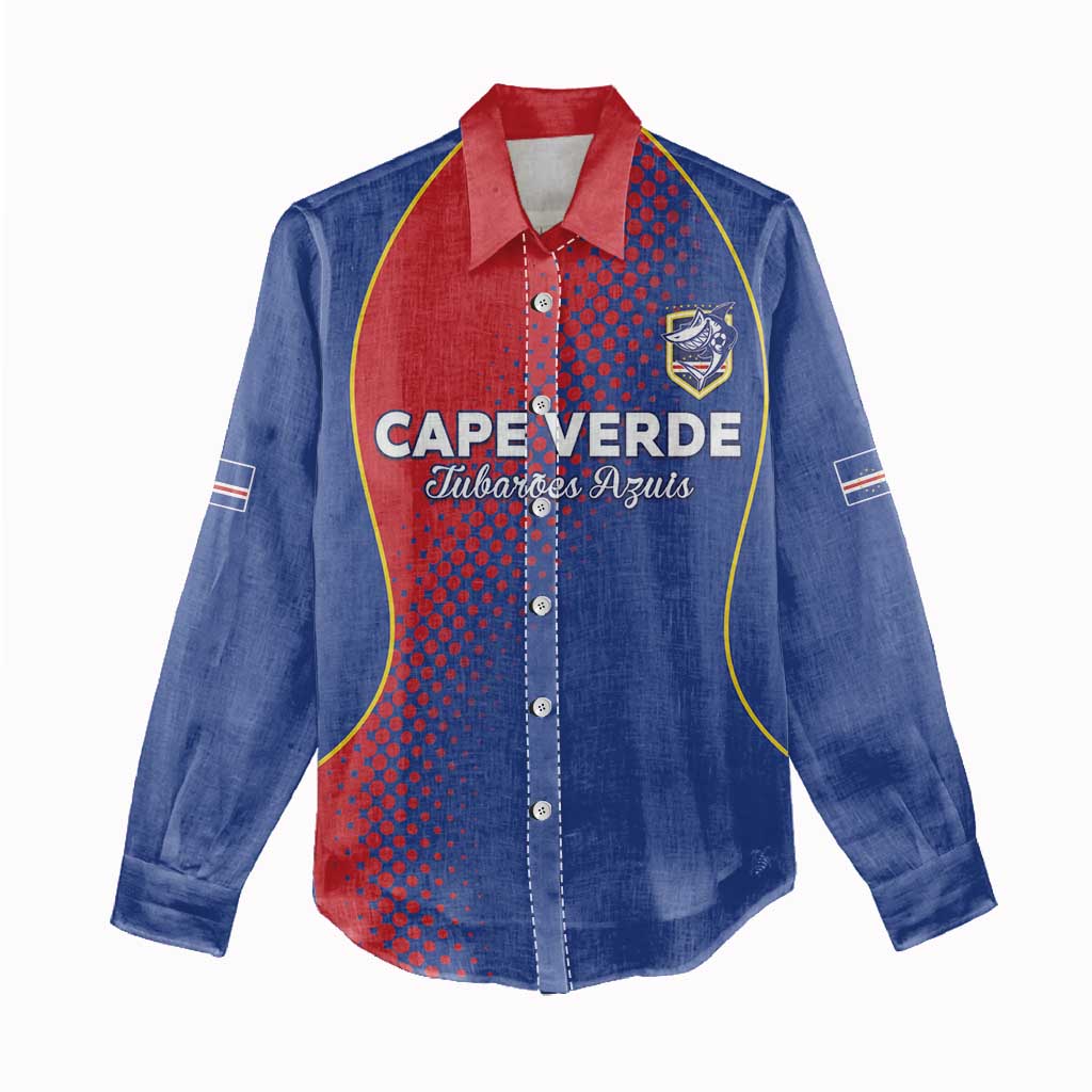Custom Cape Verde Football Women Casual Shirt Blue Sharks Make History - Wonder Print Shop