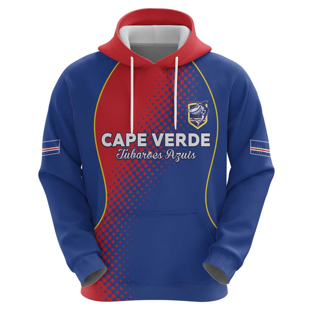 Custom Cape Verde Football Zip Hoodie Blue Sharks Make History - Wonder Print Shop