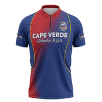 Custom Cape Verde Football Zipper Polo Shirt Blue Sharks Make History - Wonder Print Shop