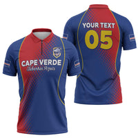 Custom Cape Verde Football Zipper Polo Shirt Blue Sharks Make History - Wonder Print Shop