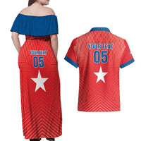 Custom Chile Star Football Couples Matching Off Shoulder Maxi Dress and Hawaiian Shirt Vamos La Roja