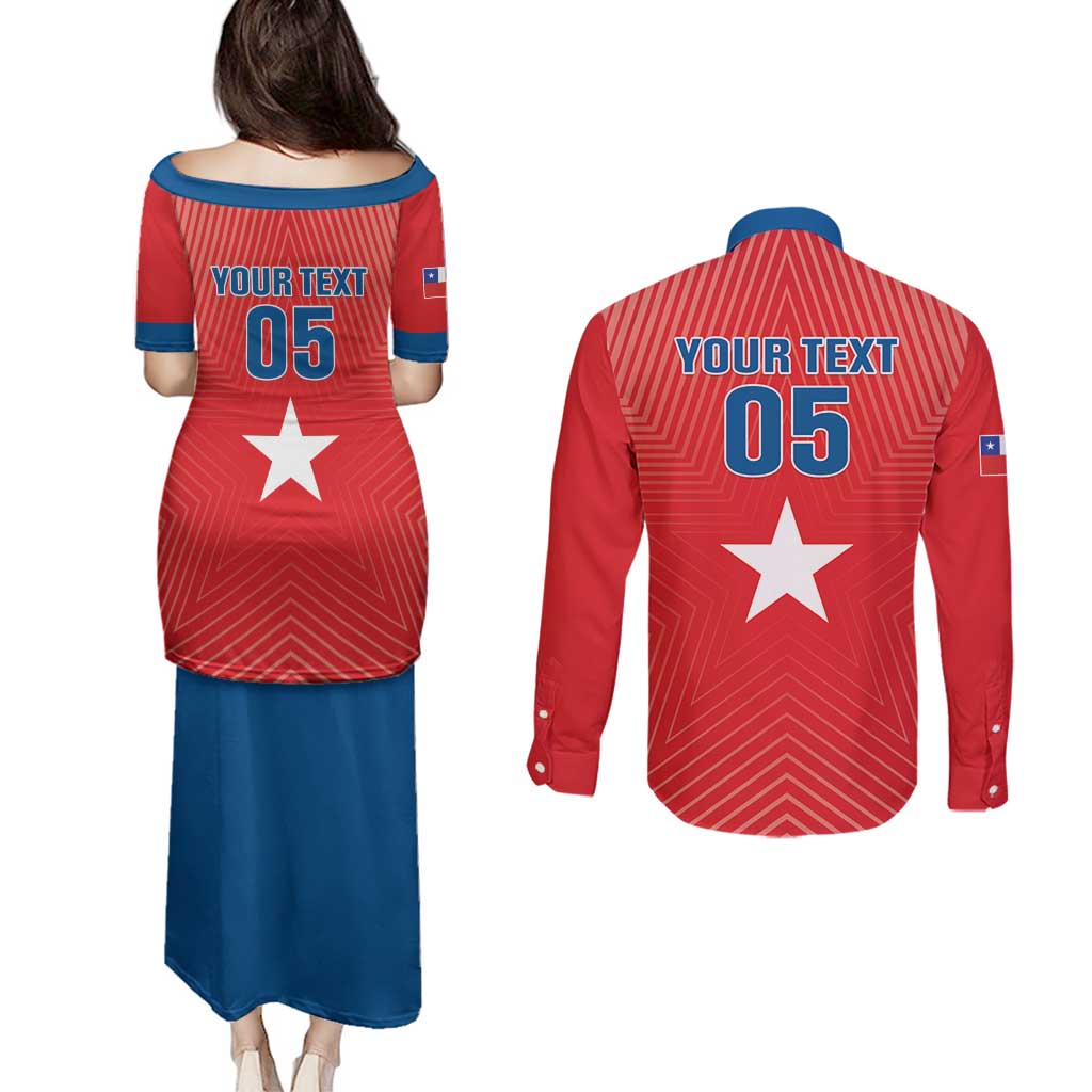 Custom Chile Star Football Couples Matching Puletasi and Long Sleeve Button Shirt Vamos La Roja