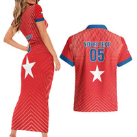 Custom Chile Star Football Couples Matching Short Sleeve Bodycon Dress and Hawaiian Shirt Vamos La Roja