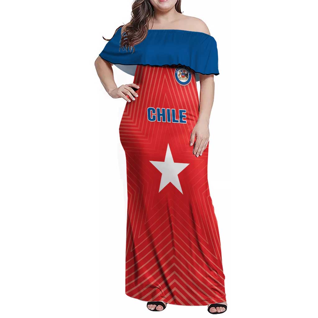 Custom Chile Star Football Family Matching Off Shoulder Maxi Dress and Hawaiian Shirt Vamos La Roja