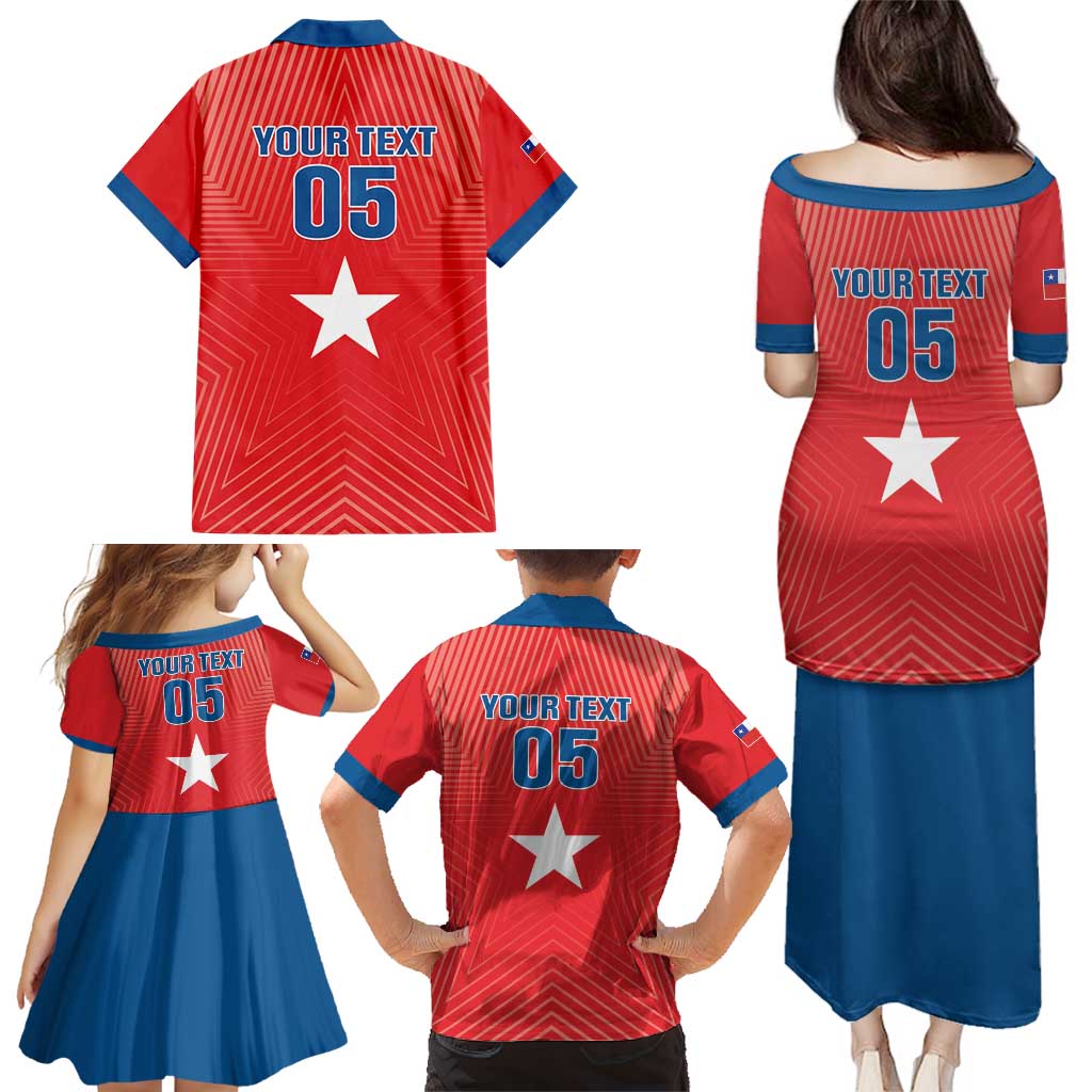 Custom Chile Star Football Family Matching Puletasi and Hawaiian Shirt Vamos La Roja