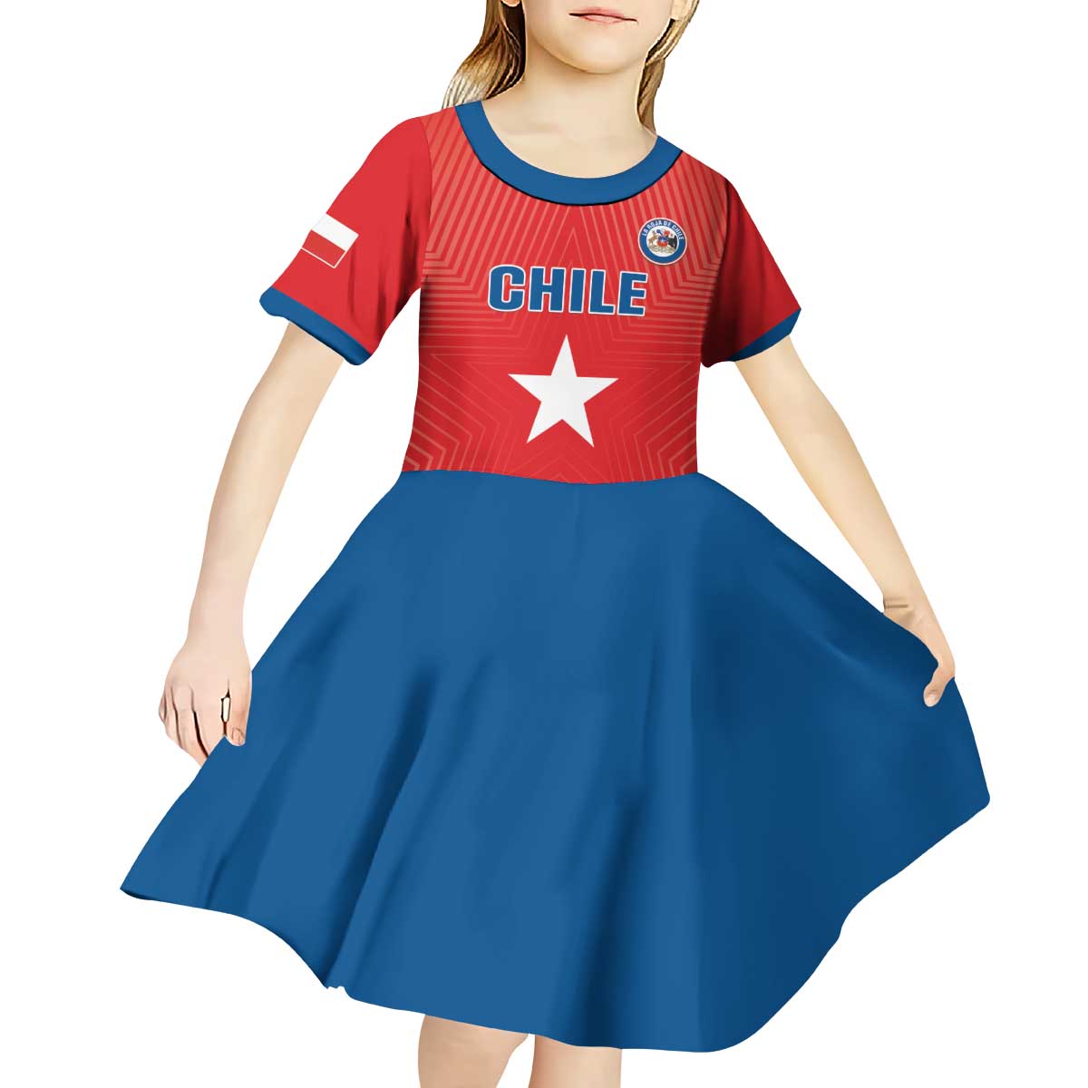 Custom Chile Star Football Kid Short Sleeve Dress Vamos La Roja