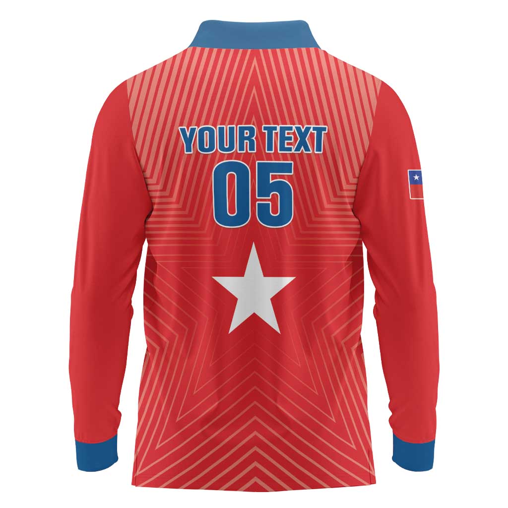 Custom Chile Star Football Long Sleeve Polo Shirt Vamos La Roja