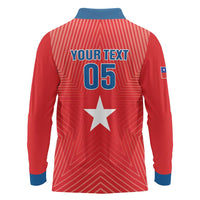 Custom Chile Star Football Long Sleeve Polo Shirt Vamos La Roja