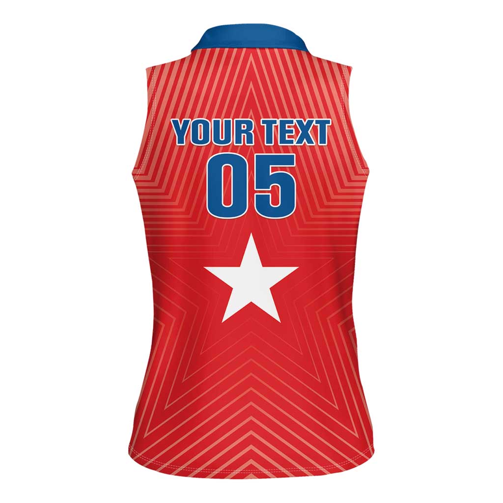 Custom Chile Star Football Women Sleeveless Polo Shirt Vamos La Roja