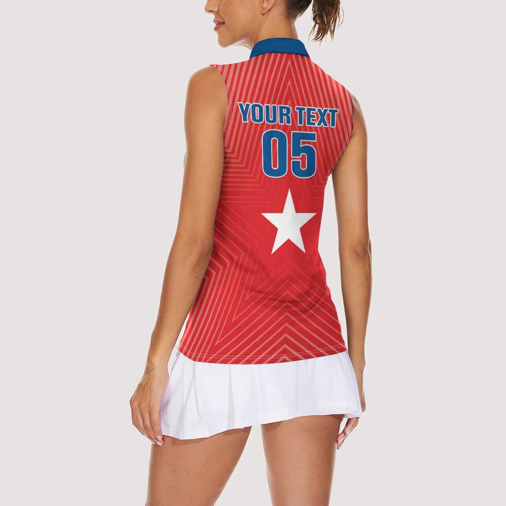 Custom Chile Star Football Women Sleeveless Polo Shirt Vamos La Roja