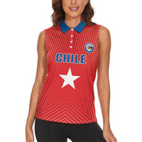 Custom Chile Star Football Women Sleeveless Polo Shirt Vamos La Roja