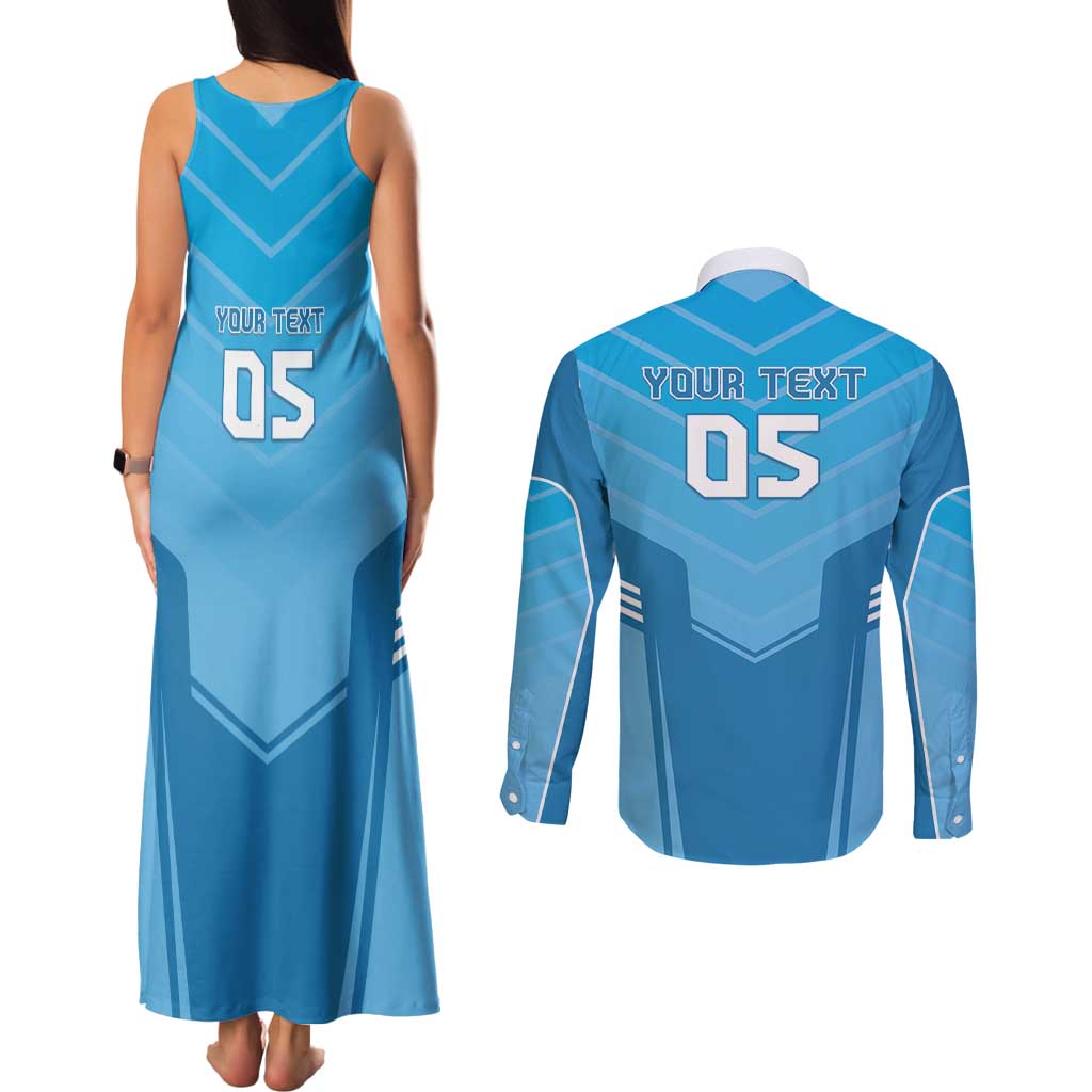 Custom Uruguay Football Couples Matching Tank Maxi Dress and Long Sleeve Button Shirt Unique Style