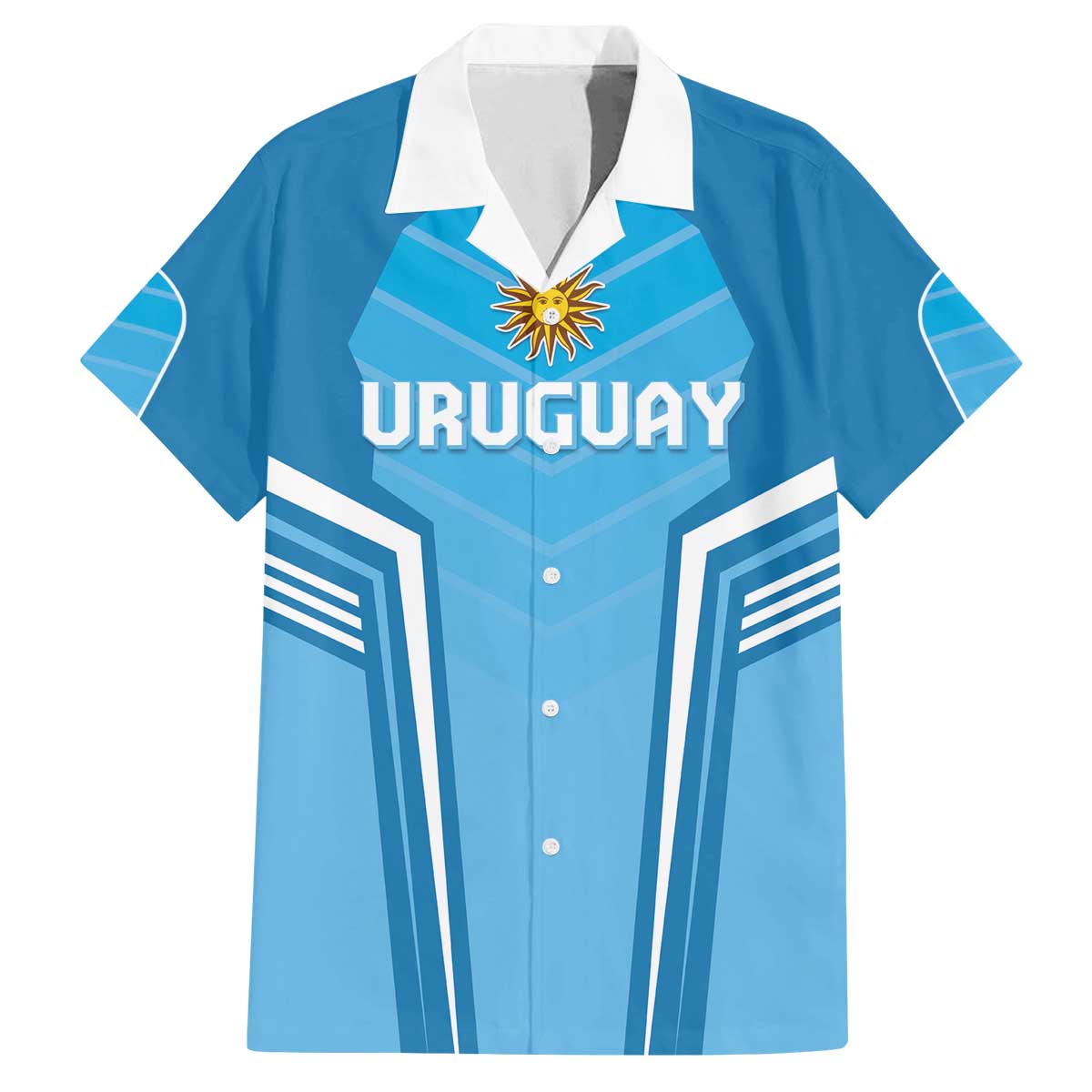 Custom Uruguay Football Family Matching Off The Shoulder Long Sleeve Dress and Hawaiian Shirt Unique Style