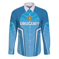 Custom Uruguay Football Family Matching Off The Shoulder Long Sleeve Dress and Hawaiian Shirt Unique Style